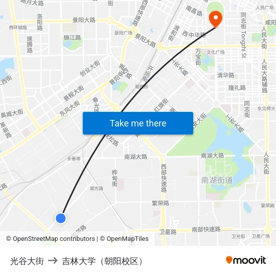 光谷大街 to 吉林大学（朝阳校区） map