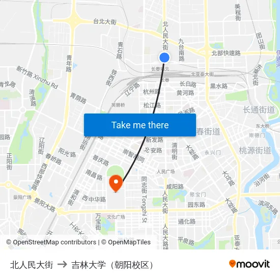 北人民大街 to 吉林大学（朝阳校区） map