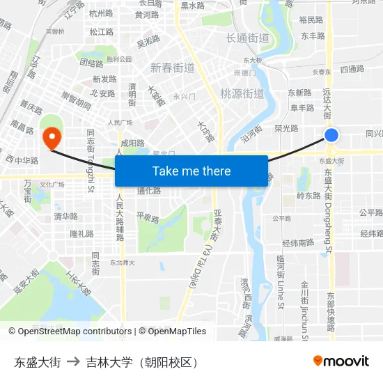 东盛大街 to 吉林大学（朝阳校区） map