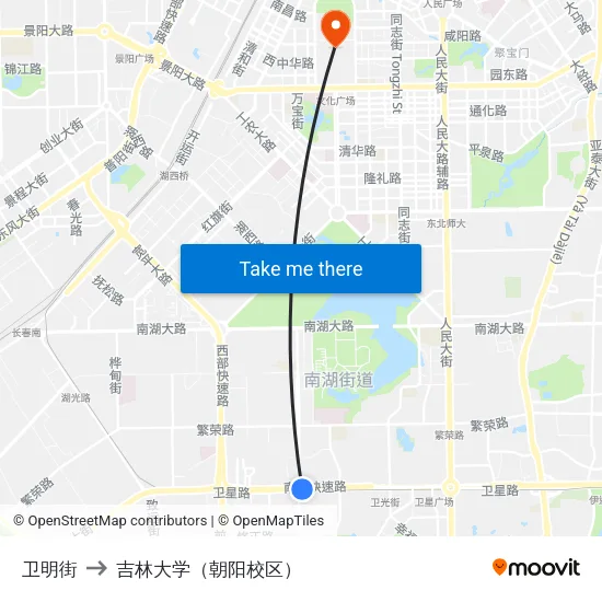 卫明街 to 吉林大学（朝阳校区） map