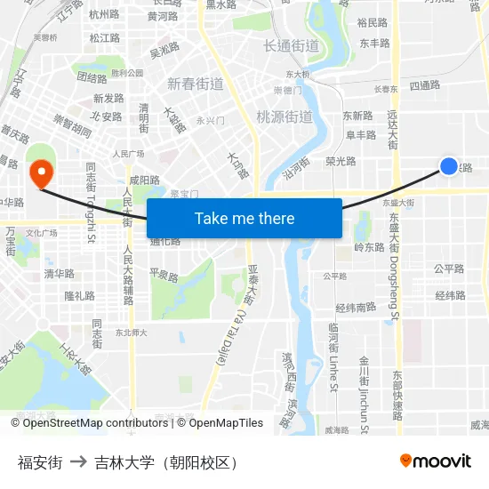 福安街 to 吉林大学（朝阳校区） map