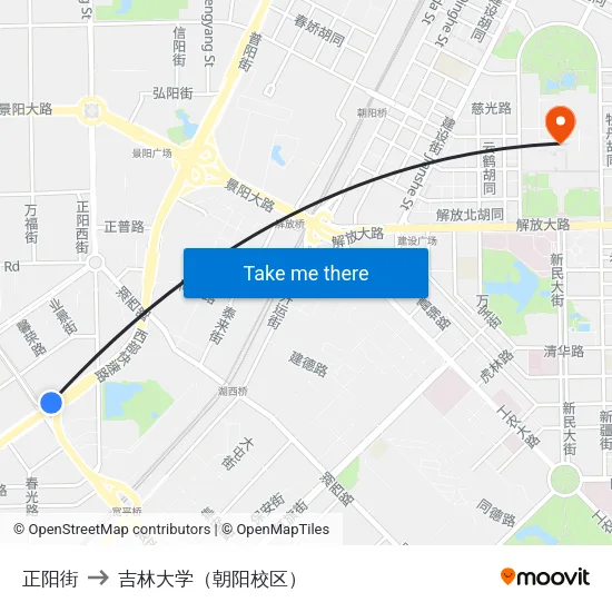 正阳街 to 吉林大学（朝阳校区） map