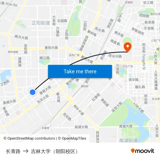 长青路 to 吉林大学（朝阳校区） map