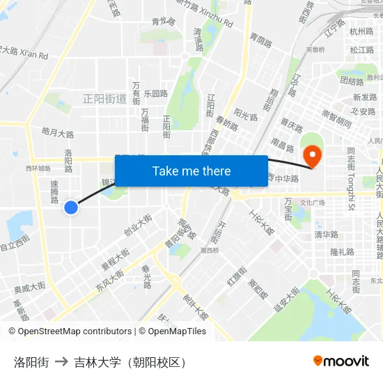 洛阳街 to 吉林大学（朝阳校区） map
