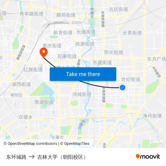 东环城路 to 吉林大学（朝阳校区） map
