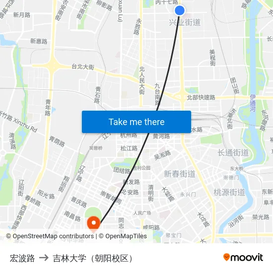 宏波路 to 吉林大学（朝阳校区） map