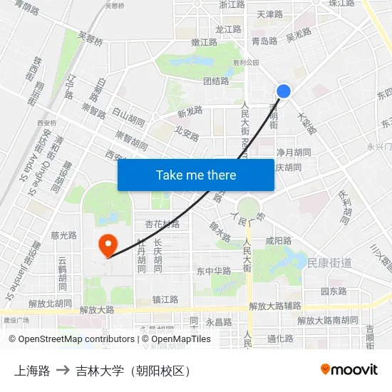 上海路 to 吉林大学（朝阳校区） map