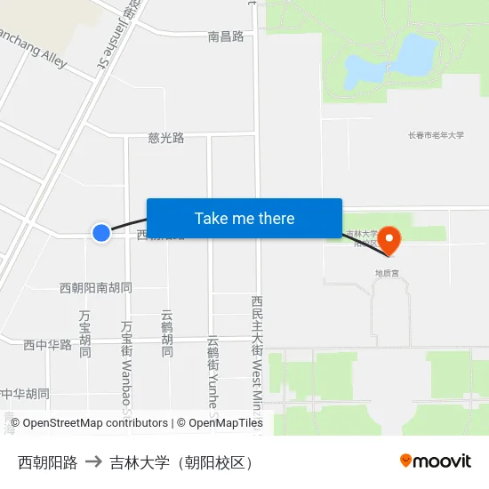 西朝阳路 to 吉林大学（朝阳校区） map