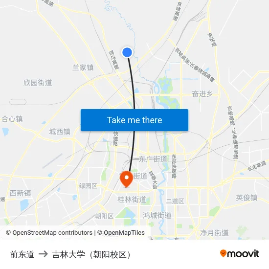 前东道 to 吉林大学（朝阳校区） map