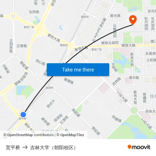 宽平桥 to 吉林大学（朝阳校区） map