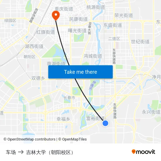 车场 to 吉林大学（朝阳校区） map