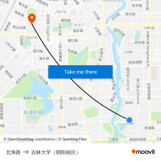 北海路 to 吉林大学（朝阳校区） map