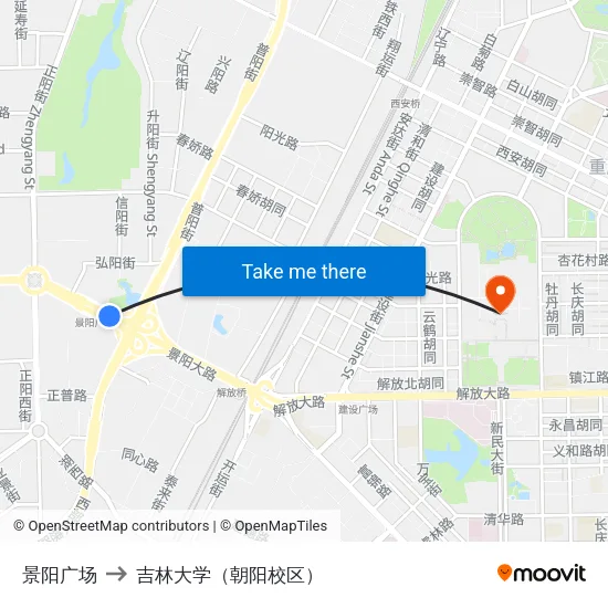 景阳广场 to 吉林大学（朝阳校区） map