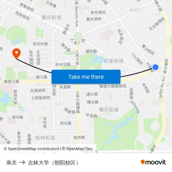 南关 to 吉林大学（朝阳校区） map