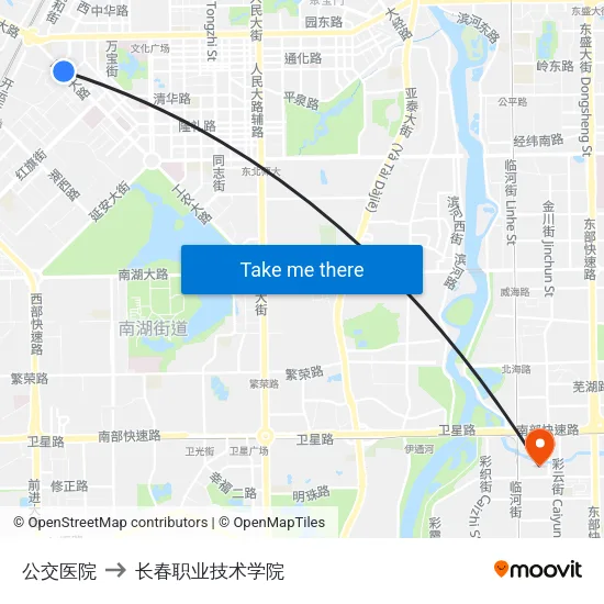 公交医院 to 长春职业技术学院 map