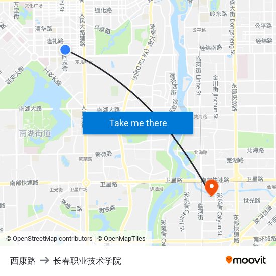 西康路 to 长春职业技术学院 map