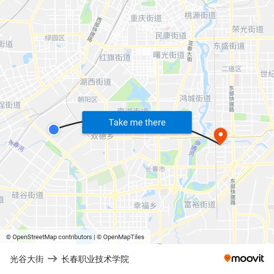 光谷大街 to 长春职业技术学院 map