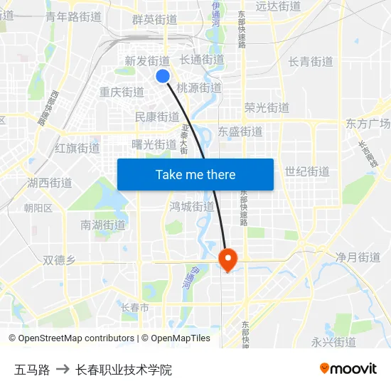 五马路 to 长春职业技术学院 map