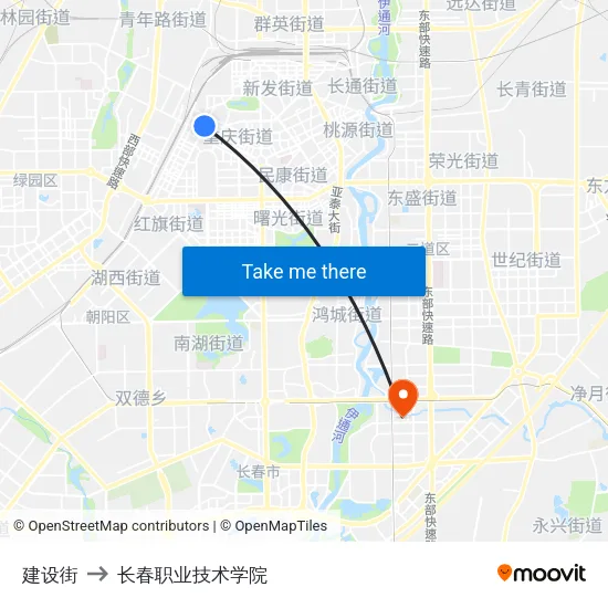 建设街 to 长春职业技术学院 map