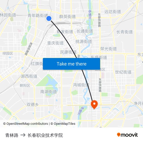 青林路 to 长春职业技术学院 map