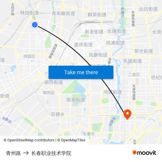 青州路 to 长春职业技术学院 map