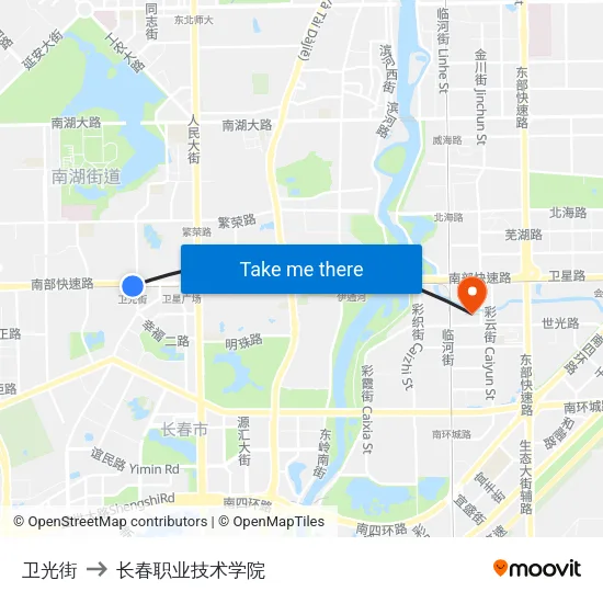 卫光街 to 长春职业技术学院 map