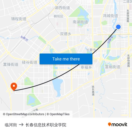 临河街 to 长春信息技术职业学院 map