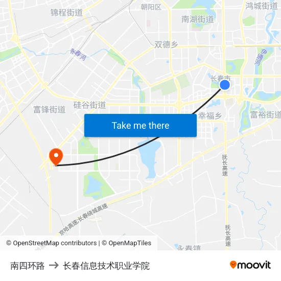 南四环路 to 长春信息技术职业学院 map