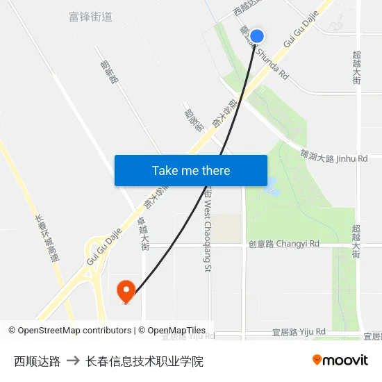 西顺达路 to 长春信息技术职业学院 map