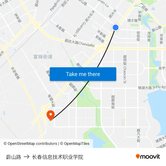 蔚山路 to 长春信息技术职业学院 map