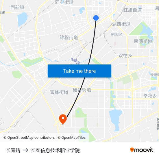 长青路 to 长春信息技术职业学院 map