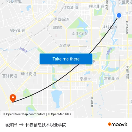临河街 to 长春信息技术职业学院 map