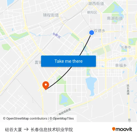 硅谷大厦 to 长春信息技术职业学院 map