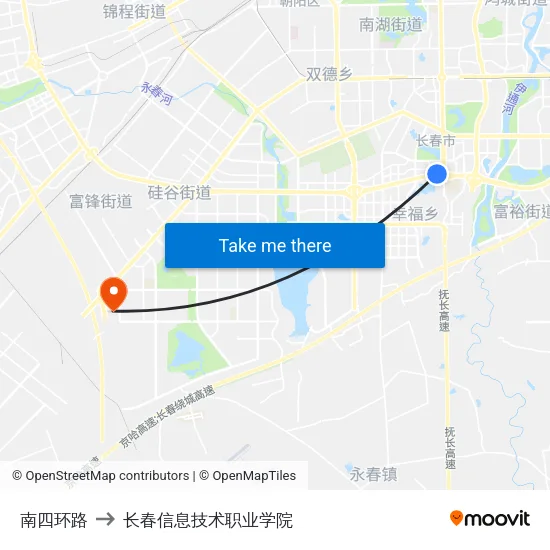 南四环路 to 长春信息技术职业学院 map