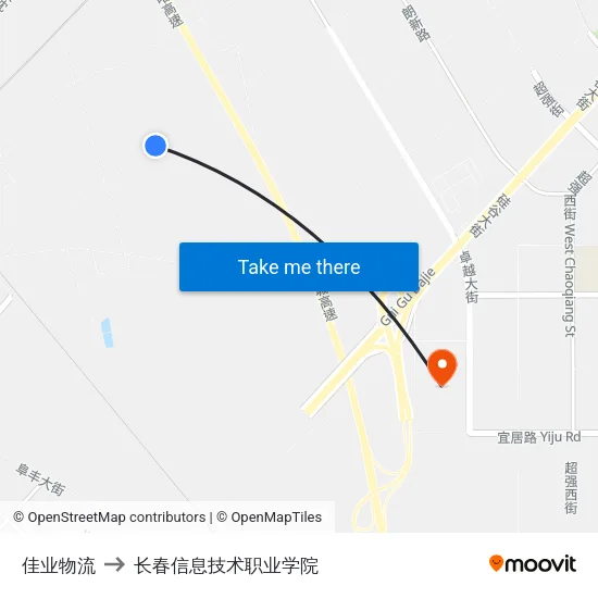 佳业物流 to 长春信息技术职业学院 map