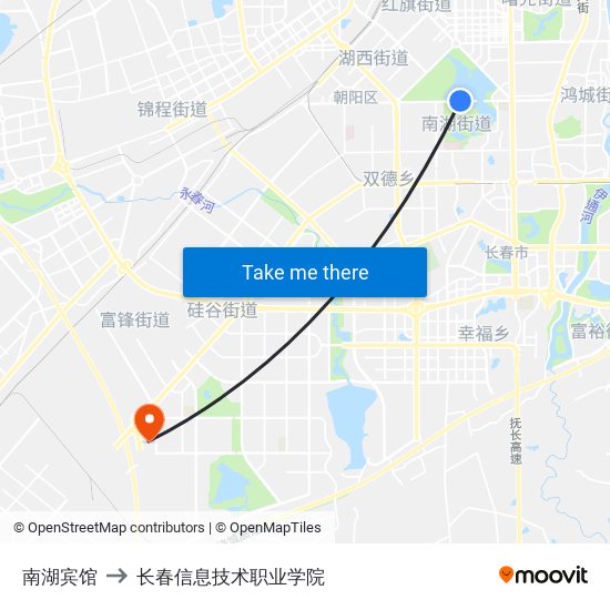 南湖宾馆 to 长春信息技术职业学院 map
