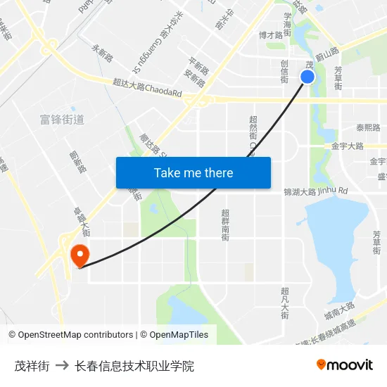 茂祥街 to 长春信息技术职业学院 map