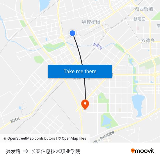 兴发路 to 长春信息技术职业学院 map