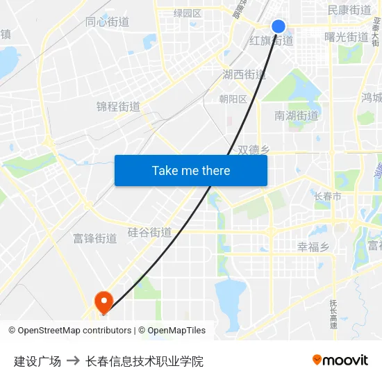 建设广场 to 长春信息技术职业学院 map