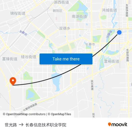 世光路 to 长春信息技术职业学院 map