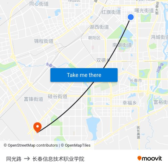 同光路 to 长春信息技术职业学院 map