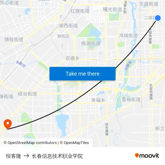 恒客隆 to 长春信息技术职业学院 map