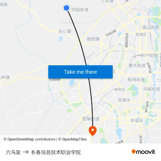 六马架 to 长春信息技术职业学院 map