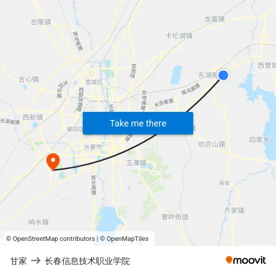 甘家 to 长春信息技术职业学院 map