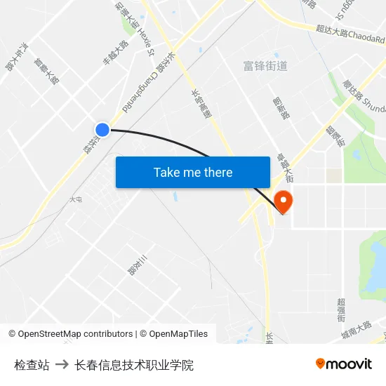 检查站 to 长春信息技术职业学院 map