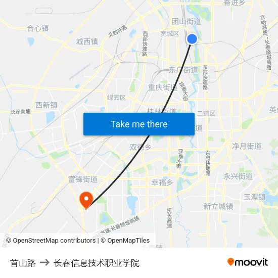 首山路 to 长春信息技术职业学院 map