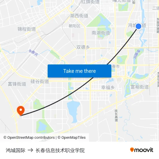 鸿城国际 to 长春信息技术职业学院 map