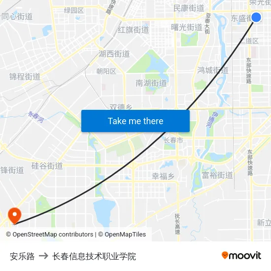安乐路 to 长春信息技术职业学院 map