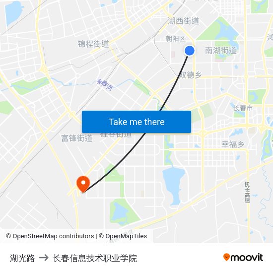 湖光路 to 长春信息技术职业学院 map
