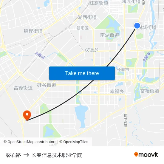 磐石路 to 长春信息技术职业学院 map